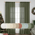 Olive Green Linen Curtains for Living Room Bedroom, 52 x 108 Inch | Light by LAMIT