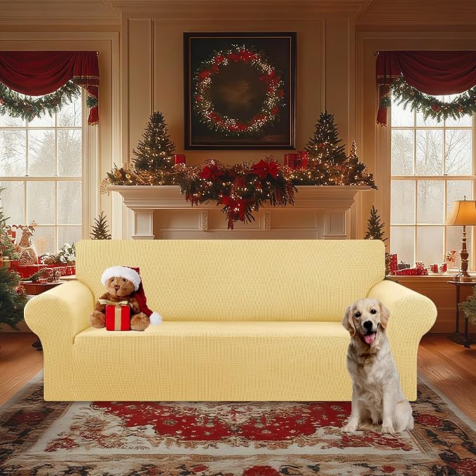 Stretch Oversized Couch Covers for Sofa Slipcover, Champagne | 1-Piece Washable - Image 2
