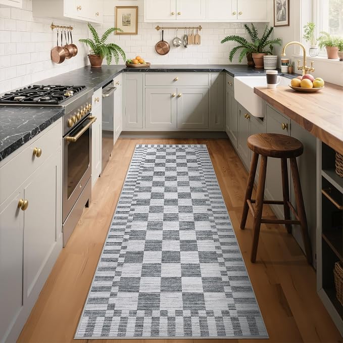 GarveeHome 2x8 Checkered Kitchen Runner Rug by GarveeHome