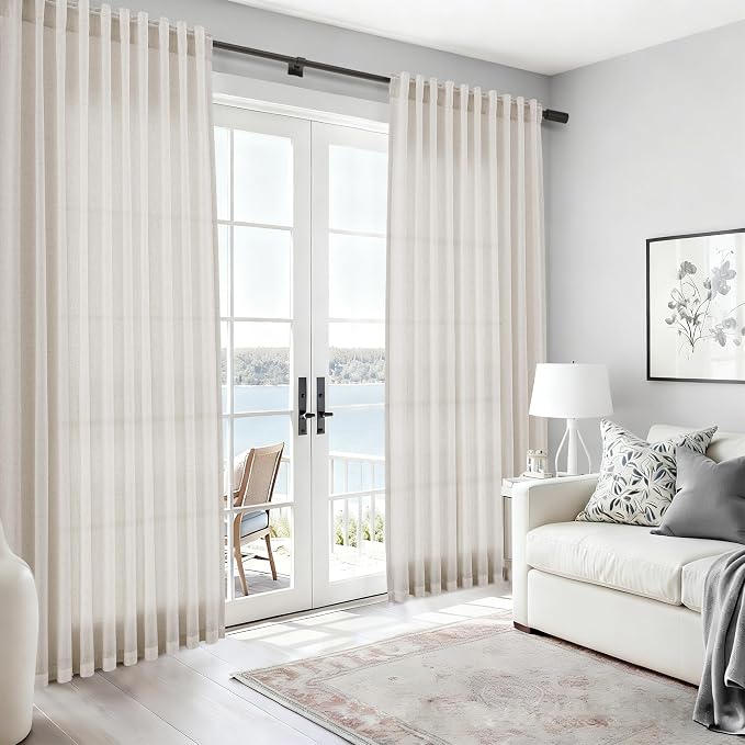 Pearl White Linen Curtains 84 Inches Long - Image 6