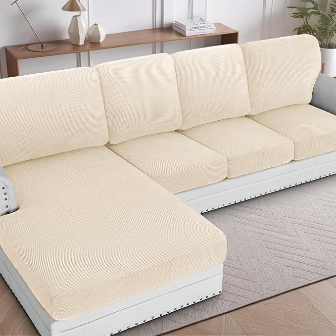 H.VERSAILTEX Sectional Couch Covers 4 Pieces Sofa Seat Cushion Covers L Shape by HVERSAILTEX