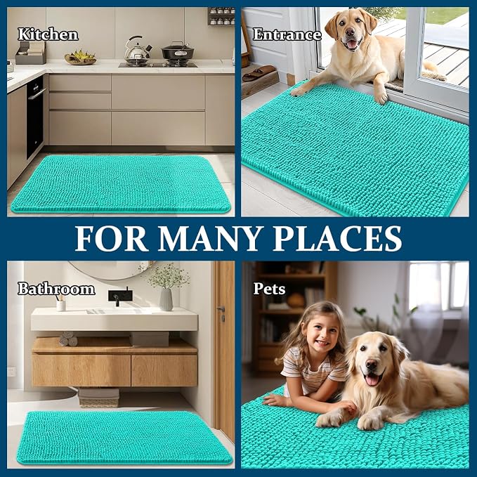 OLANLY Dog Door Mat for Muddy Paws 70x35, Super Absorbent Chenille Mud Mat | - Image 8