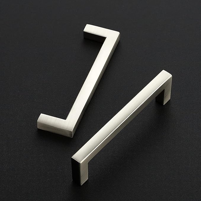 Ravinte 5 Pack Solid 3-3/4 Inch Center to Center Slim Square Bar Dresser Drawer Handles Kitchen Cabinet Handles Brushed Nickel Drawer Pulls Kitchen Cabinet Hardware Pulls