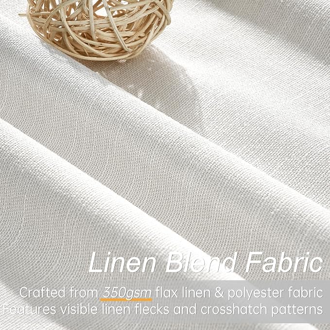 Topfinel White Linen Blackout 96 Inch Curtains - Image 2