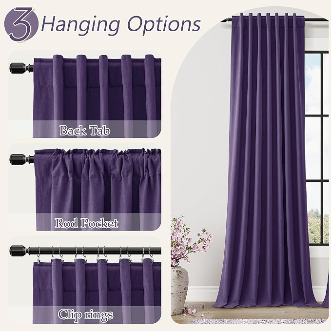 100% Blackout Curtains 84 Inch Length 2 Panels Set - Image 6