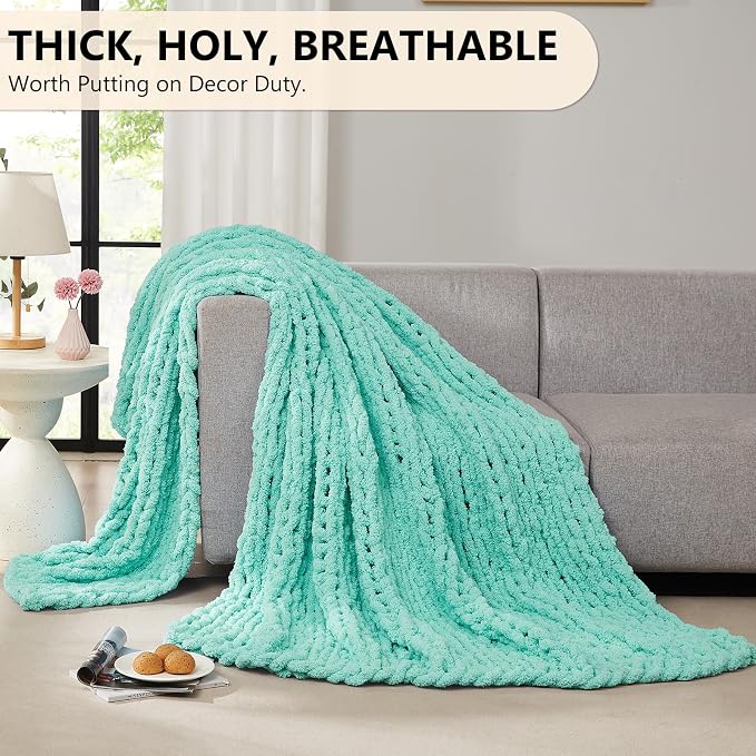 L'AGRATY Chunky Knit Throw Blanket - Image 5