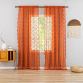 YJ YANJUN Vintage Lace Curtains 108 Inches Long- Burnt Orange Floral Sheer by YJYANJUN