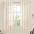 Beige Semi Sheer Beige Linen Curtains 63 inch 2 Panels, 34 x 63 Inch | Light by LAMIT