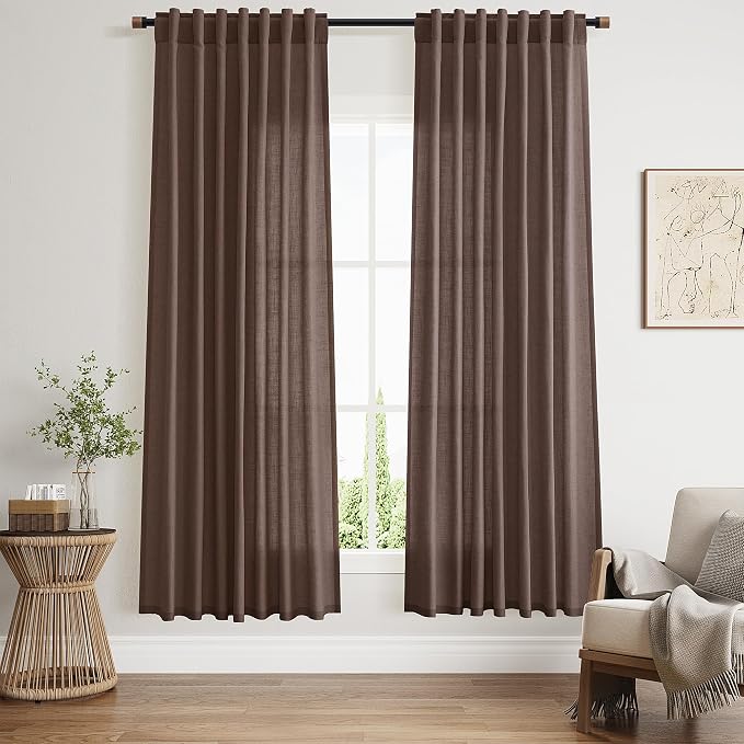 Cappuccino Linen Curtains 72 Inch Long by Nanspring