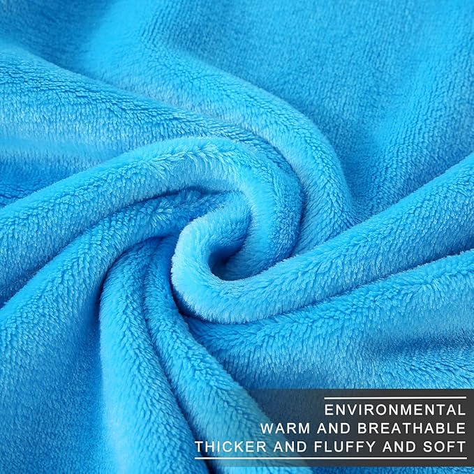 Polar Fleece Throw Blankets Travel Size Light Blue for The Bed Extra Soft Brush Fabric Super Warm Sofa Throw Blanket 50" x 61"(Lake Blue Travel)