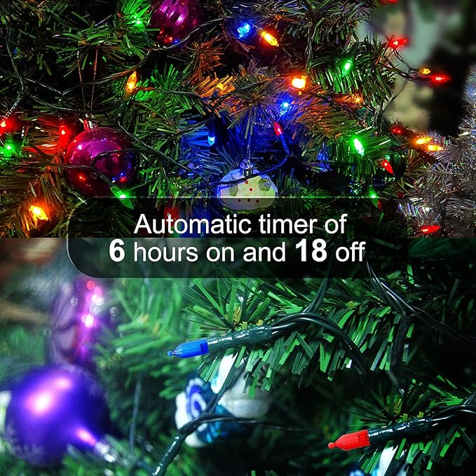 Christmas Light, 33ft 100 LED Outdoor String Light with Timer & 8 Modes, 3AA Battery Operated Waterproof String Light for Outdoor and Indoor Décor – Multicolor