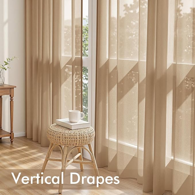 MIULEE Brown Sheer Curtains 96 Inches Long 4 Panels 54 x 96 Inches | Light - Image 5