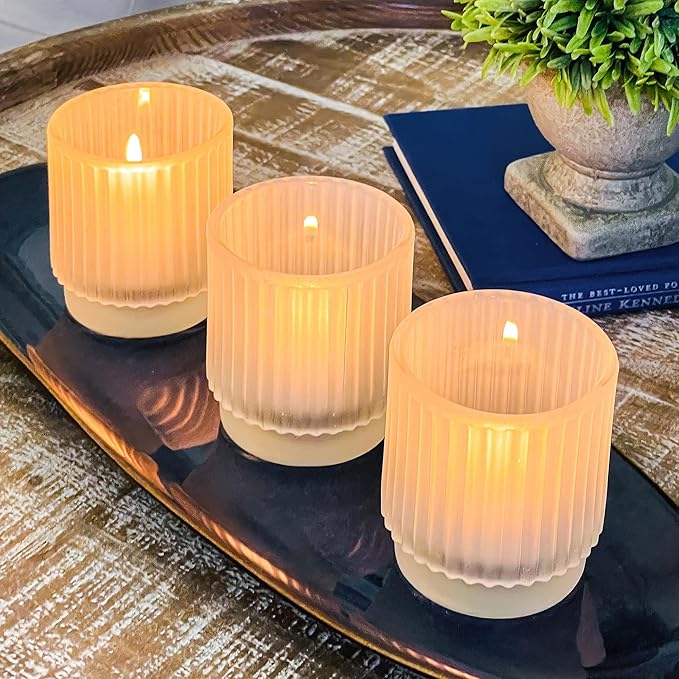 Kate Aspen Vintage Fluted Frosted Glass Tealight Votive Candle Holders, Rustic Decor, Boho Decorations, Shelf Decoration, Classic Look | Perfect Hostess Gift | (Pack of 36)