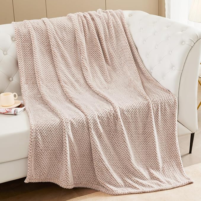 Exclusivo Mezcla Soft Waffle Fleece Bed Blanket King Size, Heather Tan | - Image 5