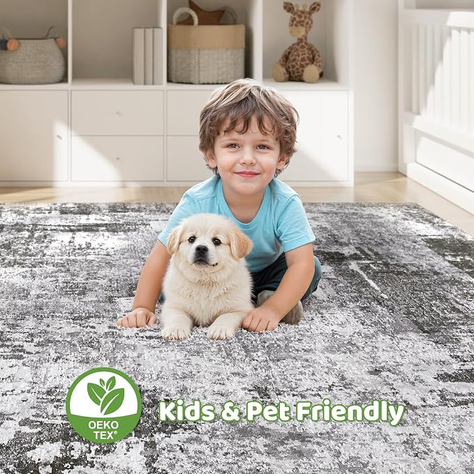 LOONGRUG 10x13 Area Rug Washable Large Neutral Modern Living Room Rug | - Image 7
