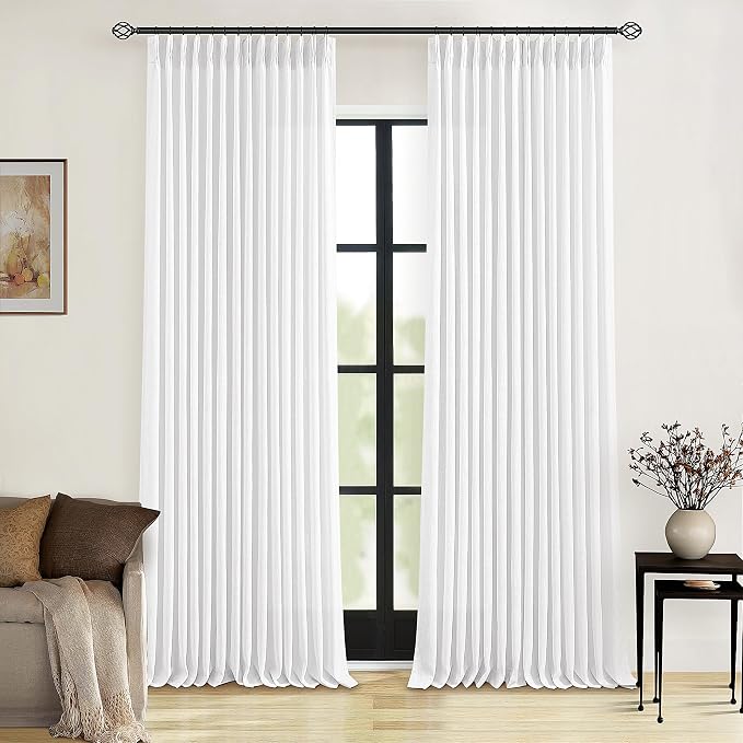 100 Inch Linen Pleated Curtains 2 Panels by Twodrapes