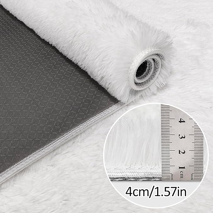 White Rug for Living Room 6x9ft Fluffy Area Rug Mat Bedside Throw Rug for - Image 5