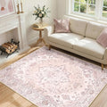 RELEANY Washable Area Rug, Water Repellent, Pet Friendly, Vintage Floral Boho by RELEANY