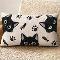 Embroidered Lumbar Pillow Cover 20x12 Inch, Cat Bone | Decorative Throw Pillow by Kokaaee