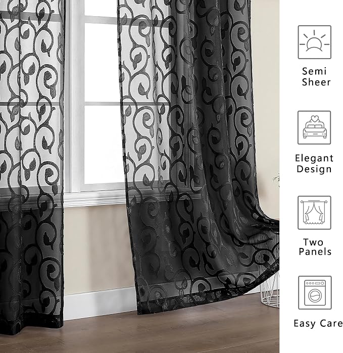 Furman Sheer Curtains Tiers 36 inch Length 2 Panels Set - Image 6