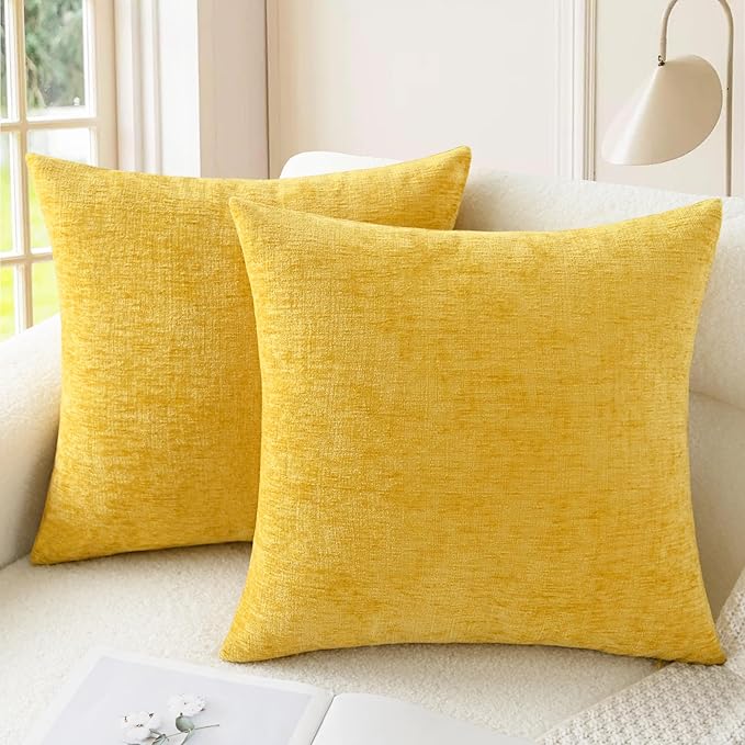 CaliTime Decorative Throw Pillow Covers 24 X 24 Inches Mustard Yellow | Pack of by CaliTime