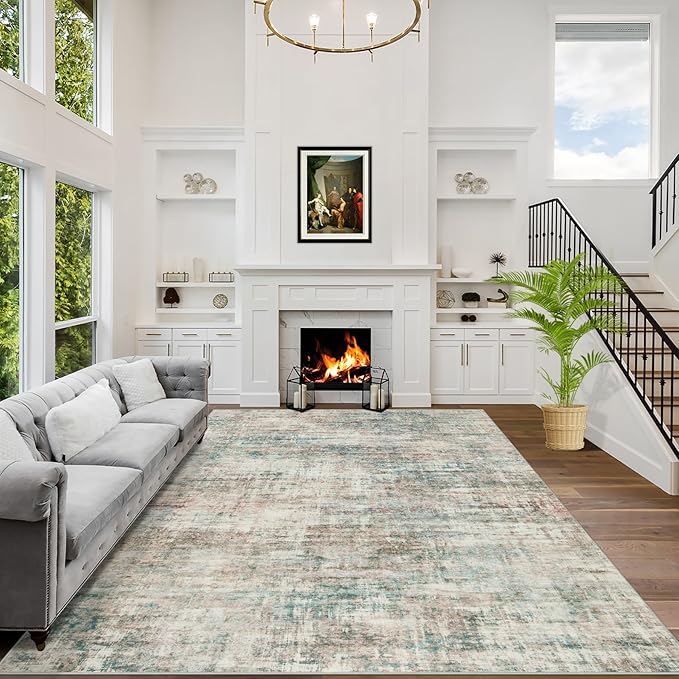 10x14 Area Rugs for Living Room: Washable Abstract Multi Color Carpet | by GENTDRIZZ