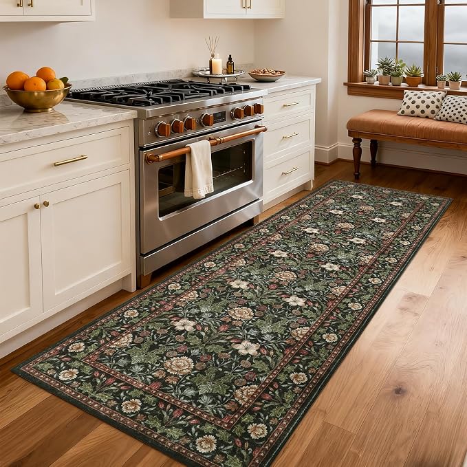 GarveeHome Washable Runner Rug 2x6, Non Slip Floral Kitchen Runner by GarveeHome