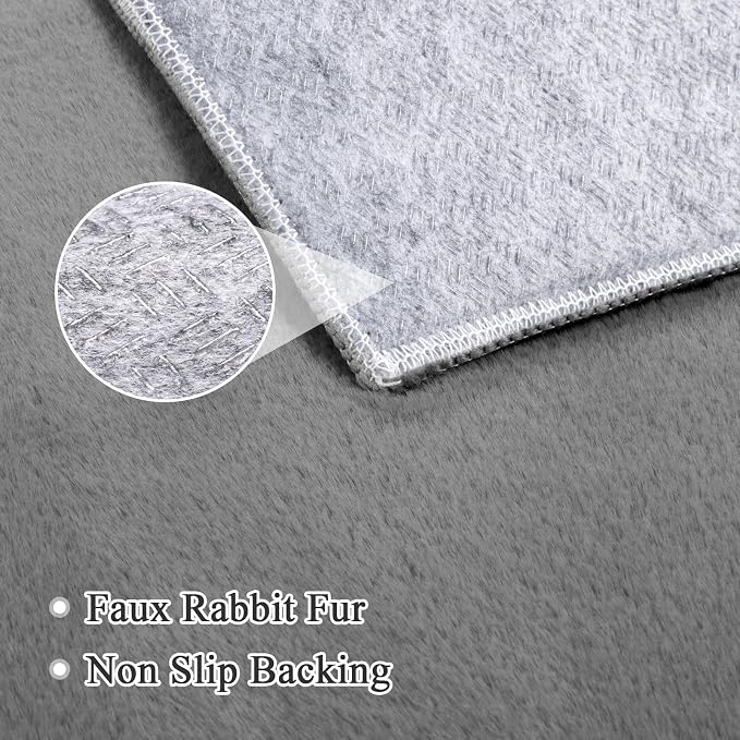 SHACOS Ultra Soft Faux Rabbit Fur Area Rug 5'x7', Non Slip Washable Padded - Image 2