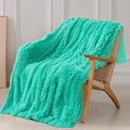 Tuddrom Decorative Extra Soft Faux Fur Throw Blanket 50"x60",Solid Reversible Fuzzy Lightweight Long Hair Shaggy Blanket,Fluffy Cozy Plush Fleece Comfy Microfiber Blanket for Couch Sofa Bed,Teal Blue