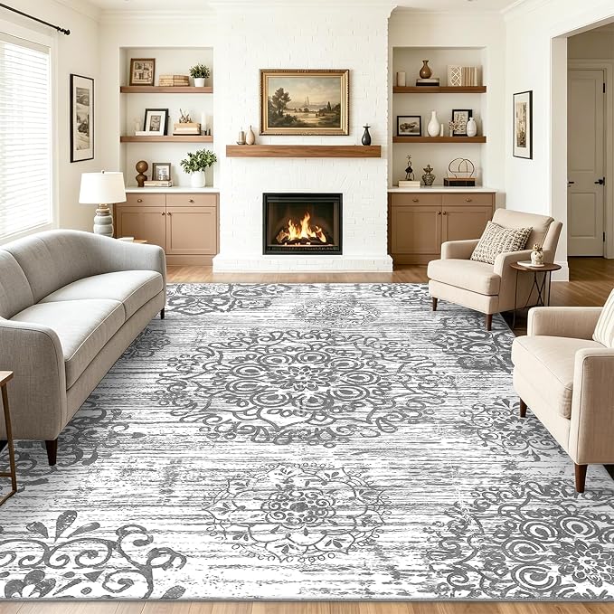 HEBE Area Rug for Living Room 8'x10', Washable Non Slip Boho Bedroom Rug | by HEBE