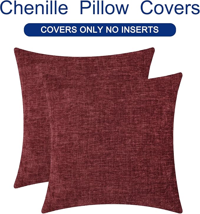 CaliTime Decorative Couch Throw Pillow Covers 24 X 24 Inches Burgundy | Pack of - Image 6