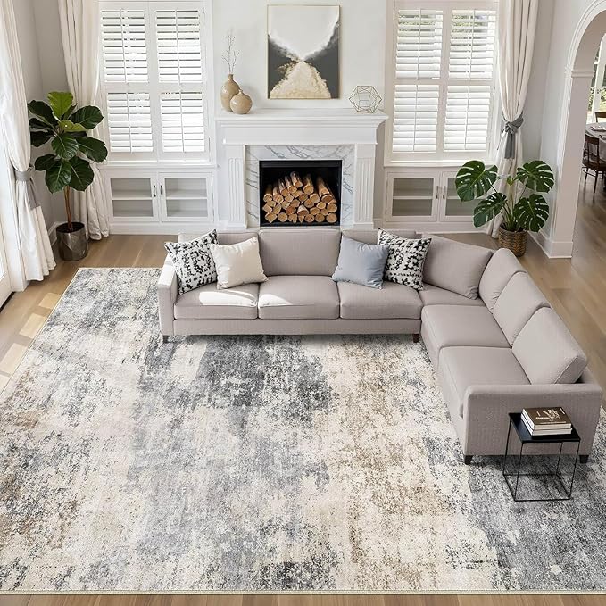 LOONGRUG 12x18 Area Rug Washable Large Neutral Modern Living Room Rugs | by LOONGRUG