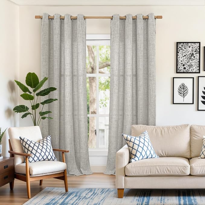 YoungsTex Extra Long Linen Curtains 95 Inch 2 Panels - Image 2