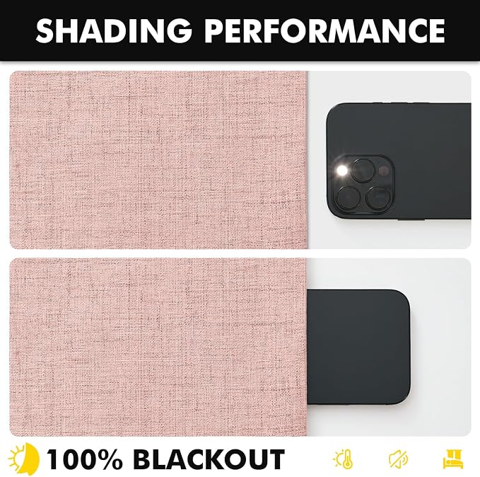 MIULEE 100% Blackout Linen Curtains 42 x 84 Inch Blush Pink 2 Panels | Thermal - Image 7