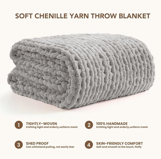 L'AGRATY Chunky Knit Throw Blanket - Image 3