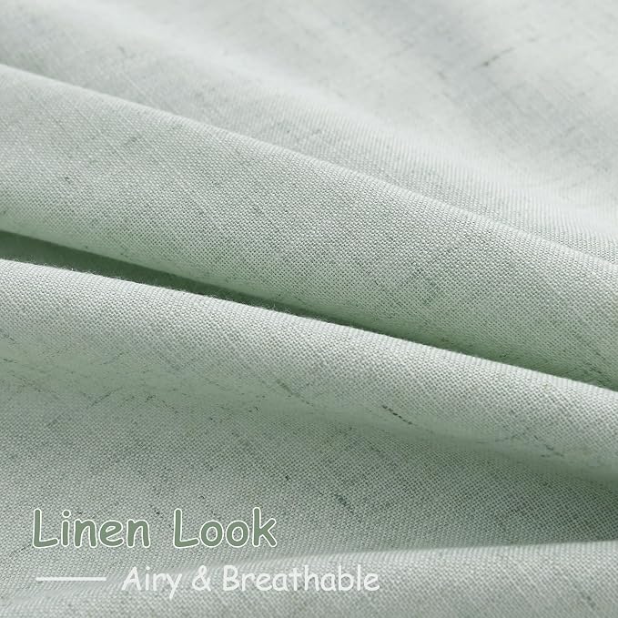 Aqua Green Linen Curtains 52x72 Inch 2 Panels | Semi Sheer Light Filtering - Image 5