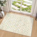 PLHXFR 2x3 Small Entryway Rug: Floral Washable Indoor Carpet Beige Multi | by PLHXFRSoftAreaRugs