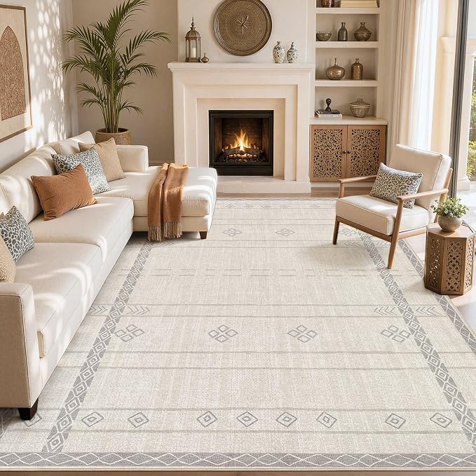cotiled Boho 5x7 Area Rugs for Living Room: Soft Moroccan Washable Rug | Solve - Image 8