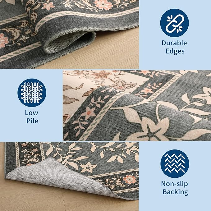 GarveeHome Grey Washable Kitchen Runner Rug: 2'6" x 8' Hallway Rug Non Slip - Image 5