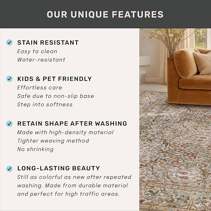 Non Slip 2x10 Moss Green Hallway Runner - 10ft Long Runner Rugs - Image 7