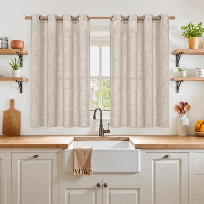 YoungsTex Natural Linen Curtains 45 Inch Length - Image 2