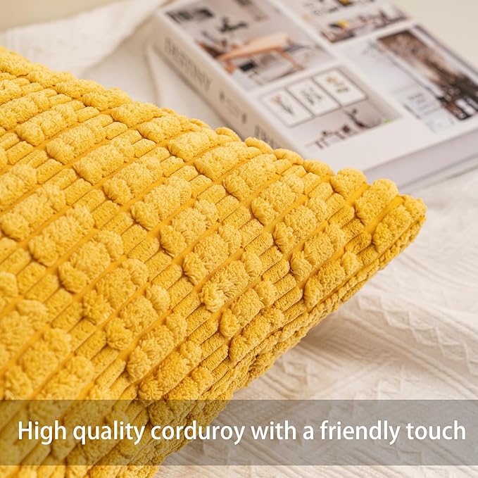 Aegero Pack of 2 Corduroy Decorative Throw Pillow Covers 22x22 Inch - Image 2