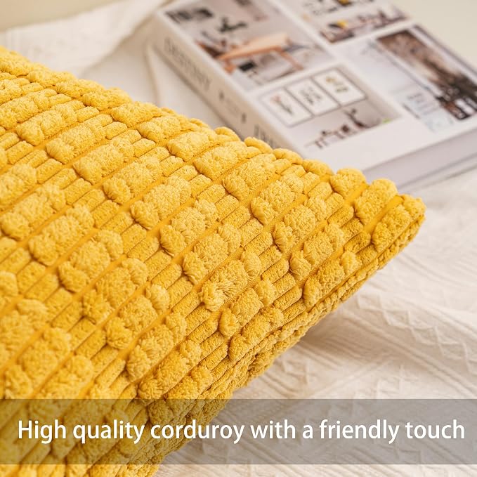 Aegero Pack of 2 Corduroy Decorative Throw Pillow Covers 18x18 Inch - Image 2