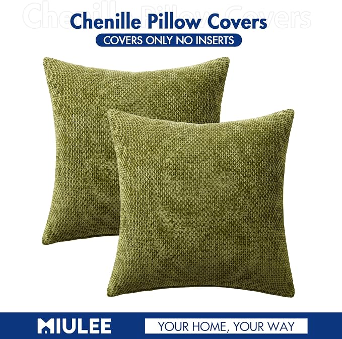 MIULEE Decorative Couch Throw Pillow Covers 20x20 Inch Olive 2 Pack | Modern - Image 7