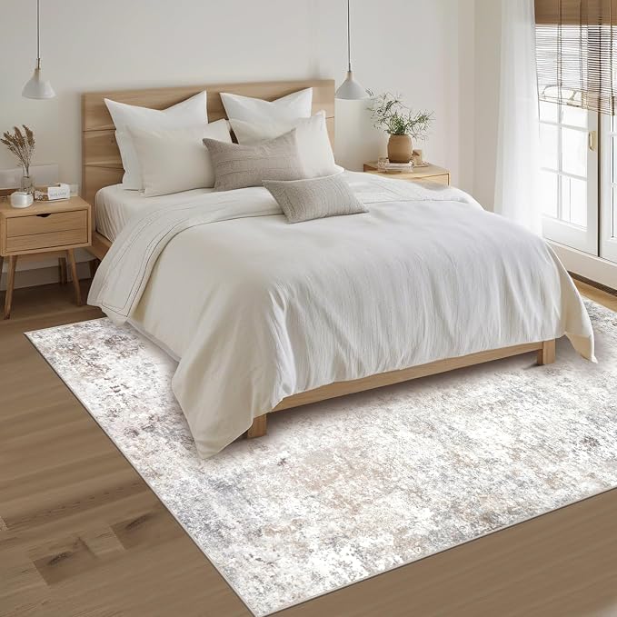Beige Grey Washable Rugs 4x6 Area Rugs - Image 7