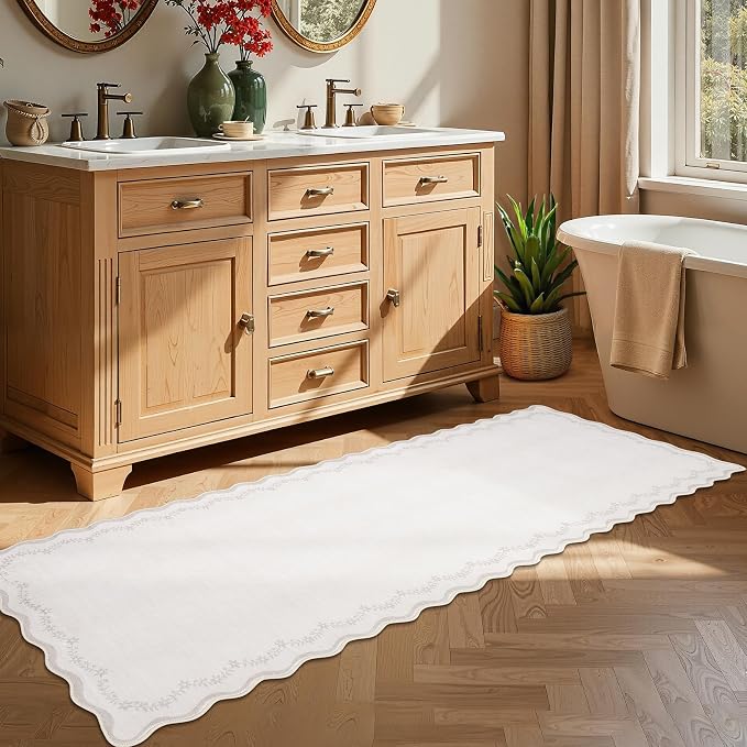 GarveeHome 2x6 Scalloped Washable Runner Rug Non Slip Hallway Kitchen Rug | - Image 2