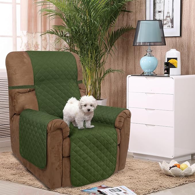 U-NICE HOME Reversible 23''Recliner Small Chair Cover, Huntergreen/Sage | - Image 2