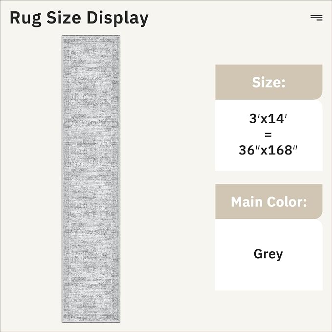 Soalmost Washable Hallway Runner Rug 3x14 Kitchen Entry Rugs Non-Slip, Foldable - Image 5