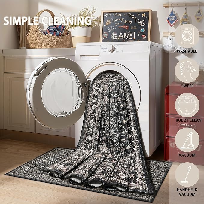 Grey Area Rug 8x10 for Living Room Bedroom | Stain Resistant; Non Slip;Machine - Image 7