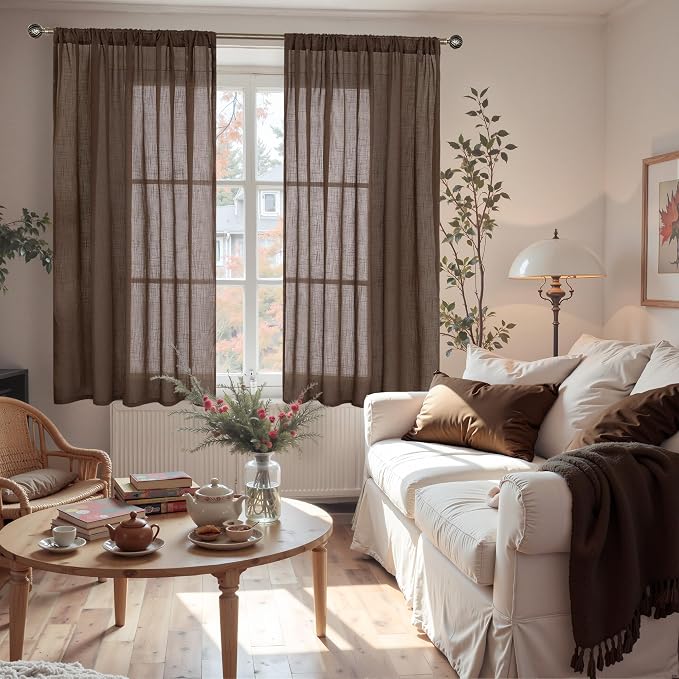 BGment Linen Curtains 54 Inch Length - Image 2